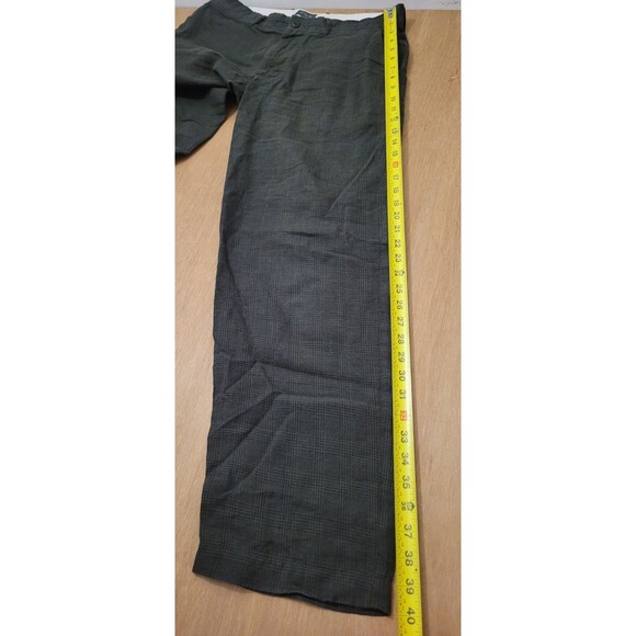J.CREW Pants Men Size 32x30 100% Linen Straight Fit Green Plaid Casual Pant - Picture 10 of 14